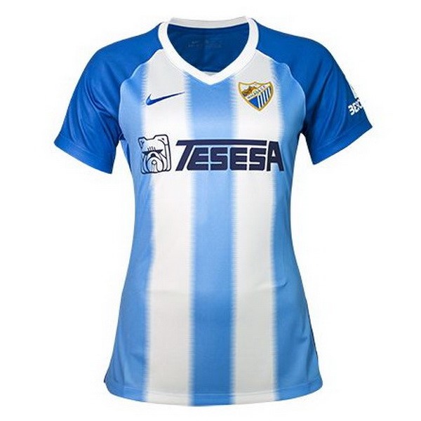 Camiseta Málaga CF Replica Primera Ropa Mujer 2018/19 Azul Blanco